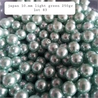 JAPAN VTG 10MM 1 HOLE GREEN PEARLS  250GR