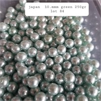 JAPAN VTG 10MM 1 HOLE GREEN PEARLS  250GR