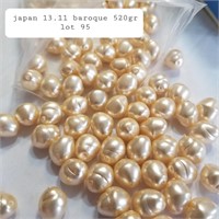 JAPAN 13X11MM BAROQUE GLASS PEARLS IVORY 520GR