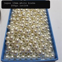 JAPAN VTG 10MM WHITE KISKA PEARLS 1 HOLE 200 GRAMS
