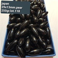 JAPAN VTG 29X13MM BLACK DROP PEARLS 2 HOLES 250G