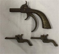 3 Early J&E Stevens Cast Iron Cap Pistols, 1880s