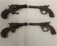 4 J&E Stevens Cast Iron Cap Pistols, 1890s