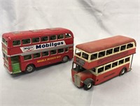 2 Tin Double Decker Busses