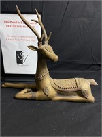 Brass Sculpture of Recumbent Deer