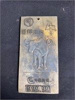 Chinese Sliver/silverlike Zodiac Plaque of Buffalo