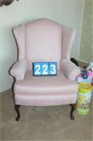 Pink Fabric Wing Back Chair