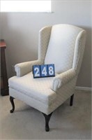 Cream Fabric Wing Back Chair