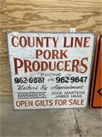 4ft x 4ft One Sided Wood Pork Producers Sign