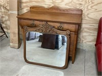 Oak Chest of Drawers with Hanging Mirror PU ONLY