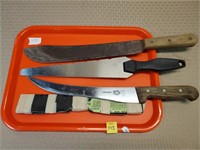 Tray of Large Kitchen Knives