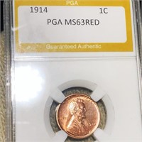 1914 Lincoln Wheat Penny PGA - MS 63 RED