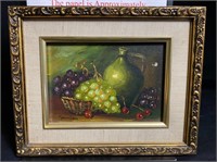 Signed Oil Painting of Fruits