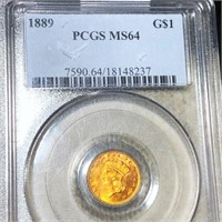 1889 Rare Gold Dollar PCGS - MS64