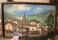 Valley Mission Framed Oil on Canvas, signed