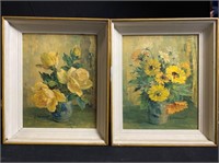 Pair of Oil Paintings of Flowers
