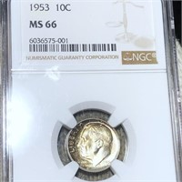 1953 Roosevelt Silver Dime NGC - MS66
