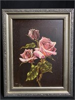 Framed Oil Painting of Roses