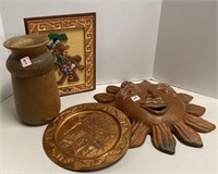 Copper Plate, Pottery, Aztec Decor