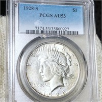 1928-S Silver Peace Dollar PCGS - AU53