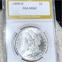 1890-O Morgan Silver Dollar PGA - MS62