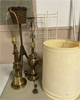 (2) Brass Lamps, (2) Plant Stands, and More