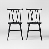 Set of (2) Becket Metal X Black Dining Chairs