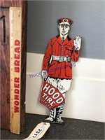 HOOD TIRE DEALER  PORCELAIN ENAMEL SIGN, 4X12"