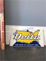 DELTA TIRES TIN SIGN, 7 X 13.5"