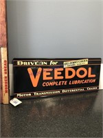 VEDOL TIN SIGN, 9.5 X 23.5"