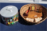 Jar of Army/ Indians/Spacemen Basket with Misc