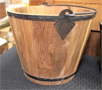 Wood bucket w/ iron handle