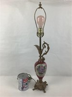 Lampe vintage français en porcelaine et bronze