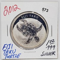 2012 1oz .999 Silver Fiji Taku Turtle