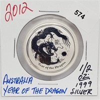 2012 1/2oz .999 Australia Yr of the Dragon