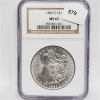 NGC 1884-O MS63 90% Silver Morgan $1 Dollar