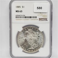 NGC 1885 MS63 90% Silver Morgan $1 Dollar