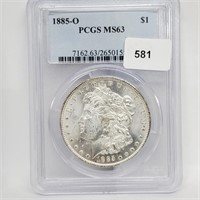 PCGS 1885-O MS63 90% Silver Morgan $1 Dollar
