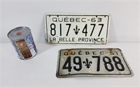 2 plaques minéralogiques du Québec, 1951 & 1963