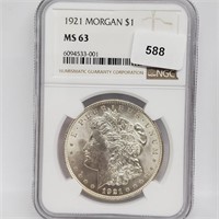 NGC 1921 MS63 90% Silver Morgan $1 Dollar