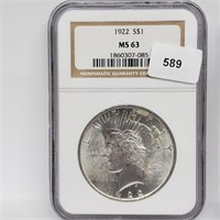 NGC 1922 MS63 90% Silver Morgan $1 Dollar