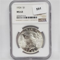 NGC 1924 MS63 90% Silver Morgan $1 Dollar