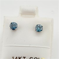 $1570 14K  Blue Diamond(0.38Ct,I1-I2) Earrings