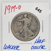 1917-D 90% Silver Walker Half $1 Dollar