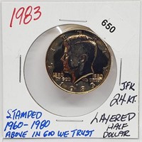 1983 24KT Gold Layered JFK Half $1 Dollar