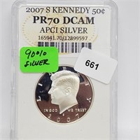 APCI 2007-S PR70DCAM 90% Silver JFK Half $1