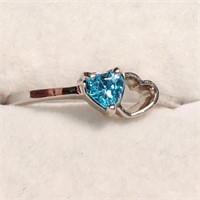 $120 Silver Blue Cz Ring