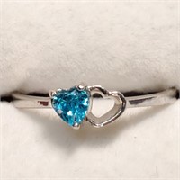 $120 Silver Blue Cz Ring