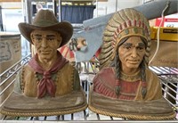 Cowboy & Native American Bookends