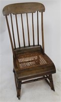 Early cane seat rocker - as is